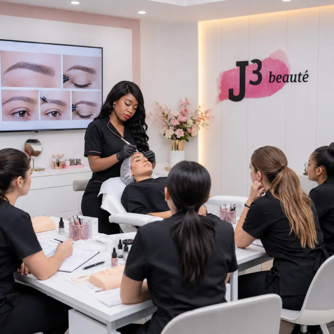 Microblading brow training — hair-stroke effect