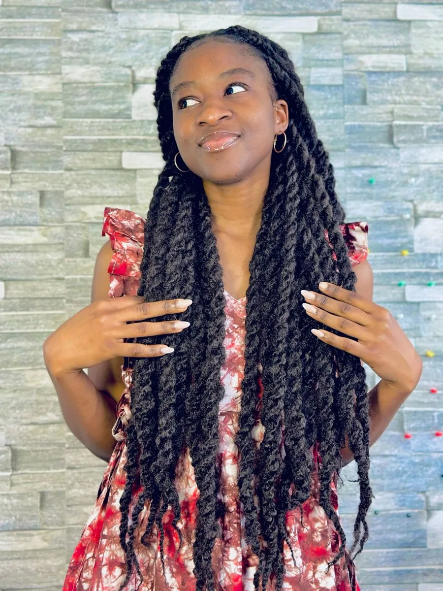 Mid-length box braids